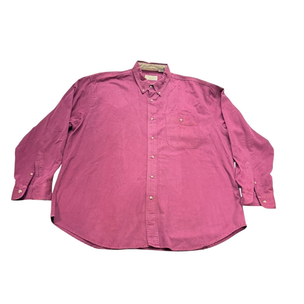 Herringbone Naturals Cotton Button Down Shirt Mens XL Burgundy